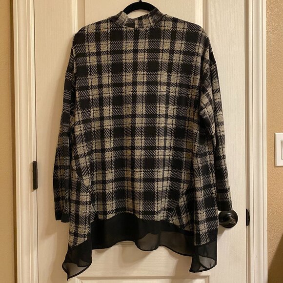 Style & Co. Plaid Mock Turtleneck Top Grey Black Plaid size 2X - Picture 3 of 10